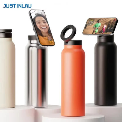 Insulated Stainless Steel Travel Mug with Magnetic Holder - Double Layer Vacuum Flask for Sports and Adventure