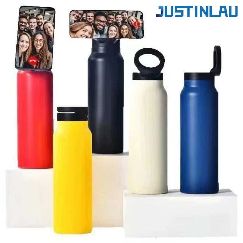 Insulated Stainless Steel Travel Mug with Magnetic Holder - Double Layer Vacuum Flask for Sports and Adventure