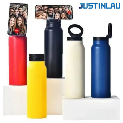 Insulated Stainless Steel Travel Mug with Magnetic Holder - Double Layer Vacuum Flask for Sports and Adventure